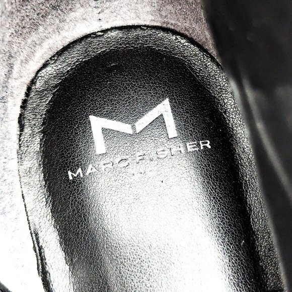 Marc Fisher Women Lizzie Black Croc Festival Combat Black Leather Boots sz 7.5 - Picture 10 of 12